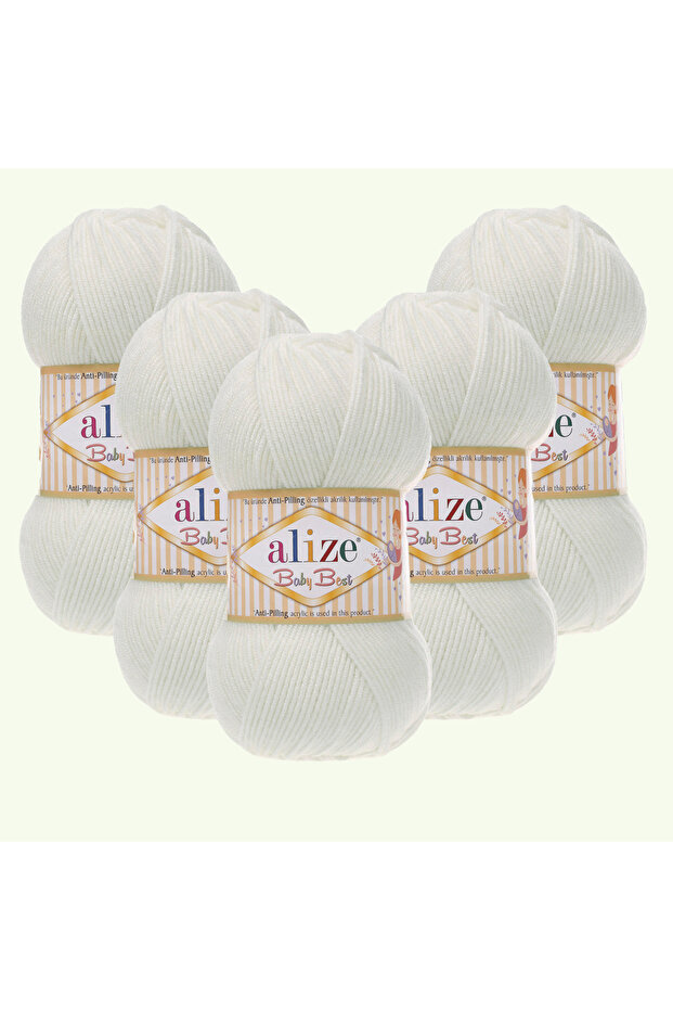 Baby Best 5 Adet Bebe İpi %10 Bambu Antipiling 450 İnci Beyazı - 1