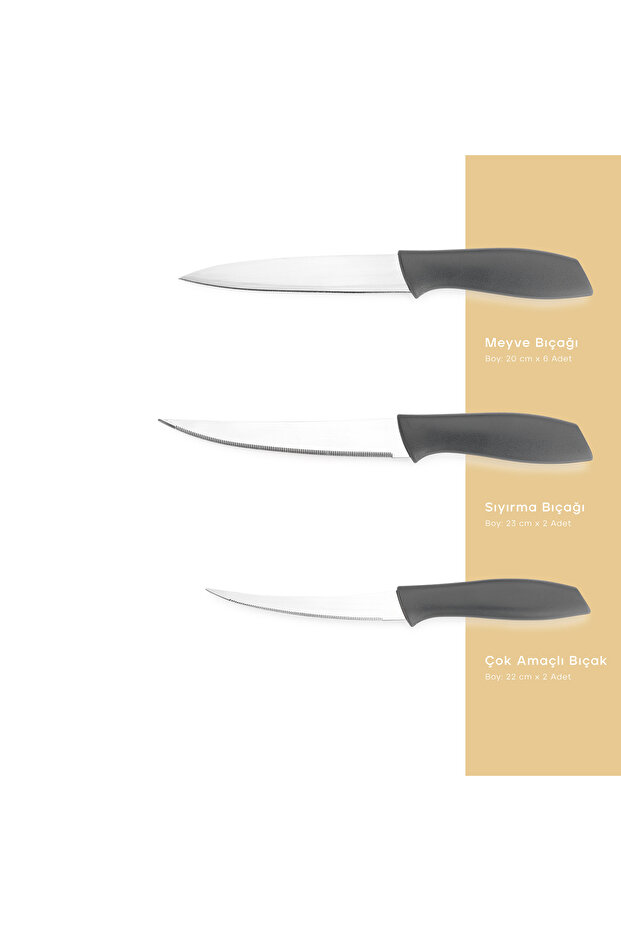 Quick Chef Bıçak Seti 10 Parça-Gri - 2