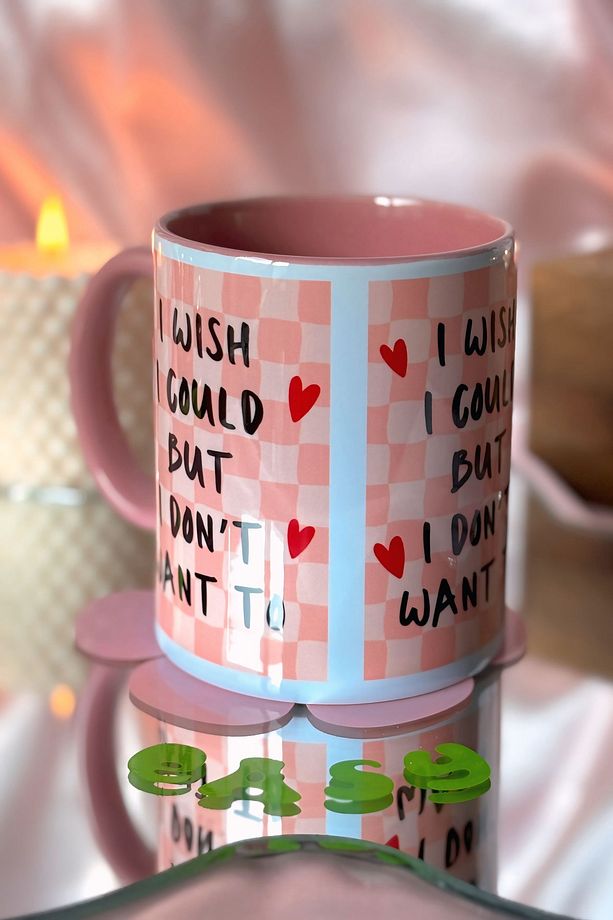 I WISH I COULD BUT I DON'T WANT TO İçi ve Kulbu Pembe Kupa - 6