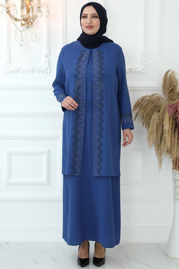 Hatun Abiye Elbise İndigo - 1