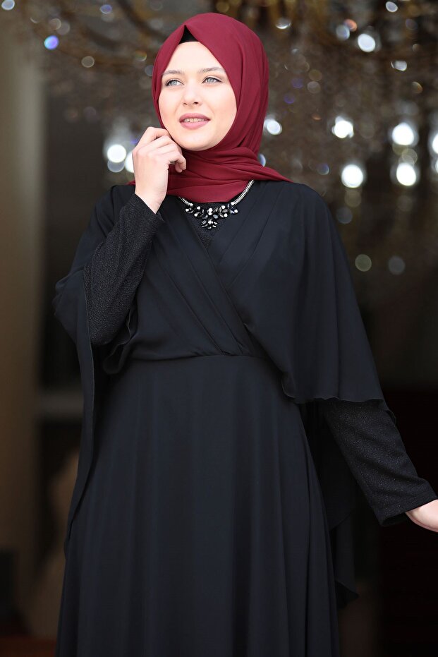 Ecem Tesettür Abiye Siyah - 2