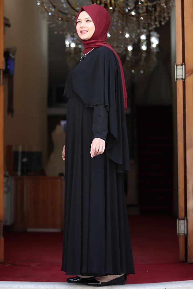 Ecem Tesettür Abiye Siyah - 4