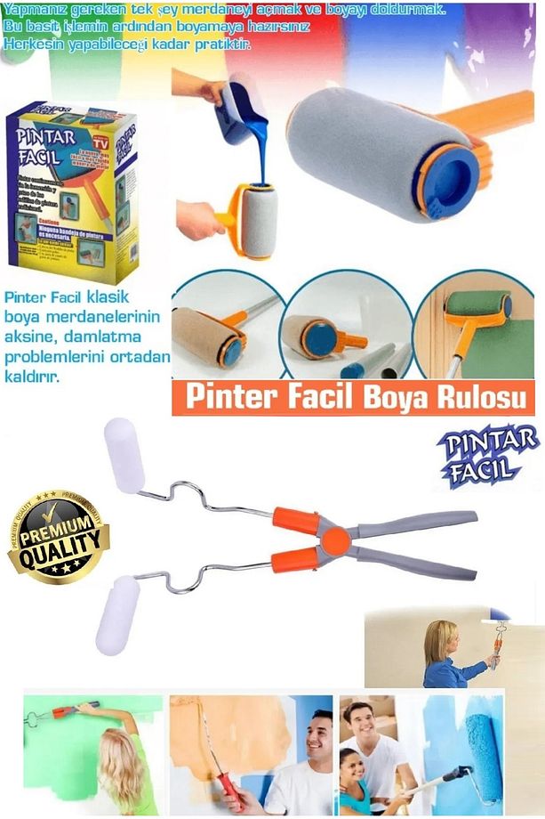 2'li Duvar Boya Seti Pinter Facıl Damlatmayan Boya Rulosu ve Xglide Çift Başlıklı Rulo Boya Fırçası - 1