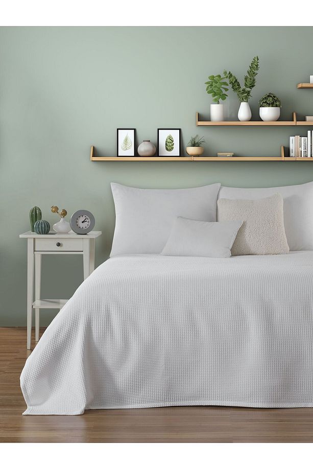 Pike Tek Kişilik %100 Pamuk Waffle Desenli Yatak Örtüsü Otel Tipi Lüx Pike - 3
