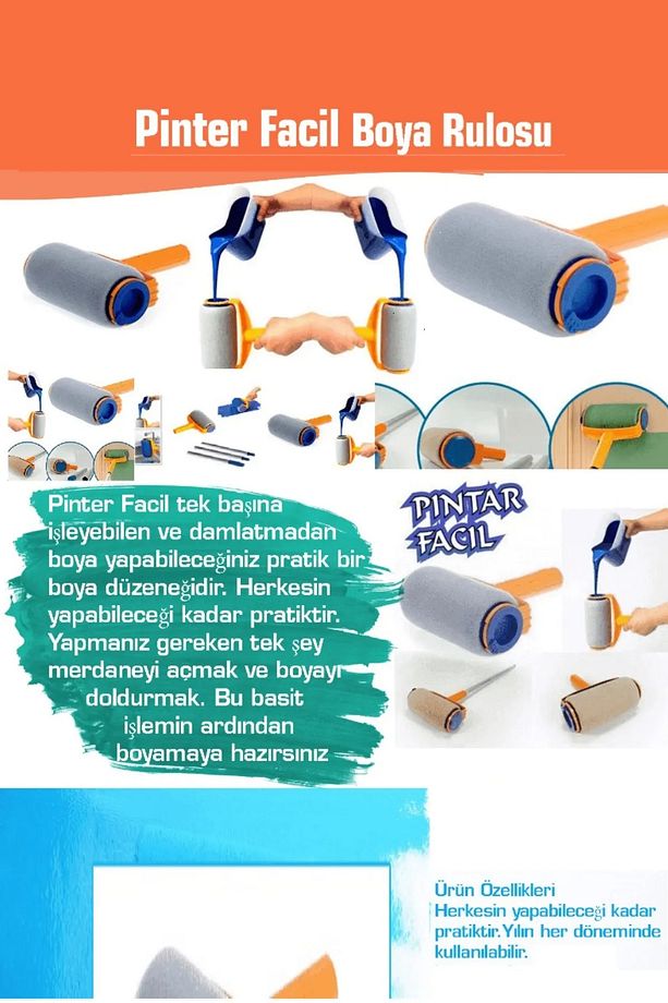 2'li Duvar Boya Seti Pinter Facıl Damlatmayan Boya Rulosu ve Xglide Çift Başlıklı Rulo Boya Fırçası - 3