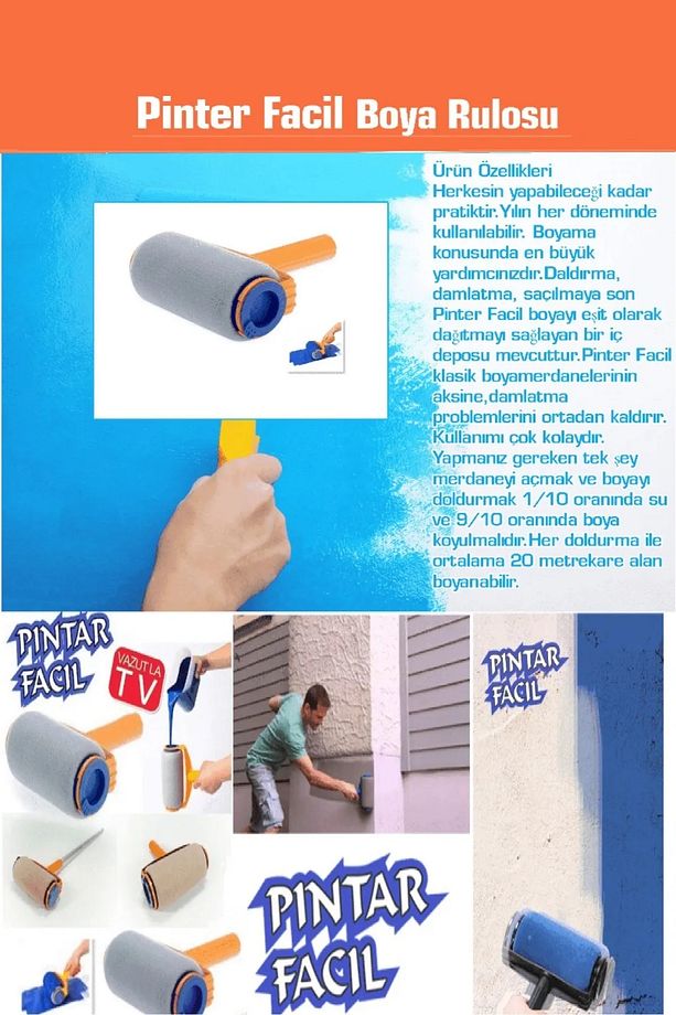2'li Duvar Boya Seti Pinter Facıl Damlatmayan Boya Rulosu ve Xglide Çift Başlıklı Rulo Boya Fırçası - 4
