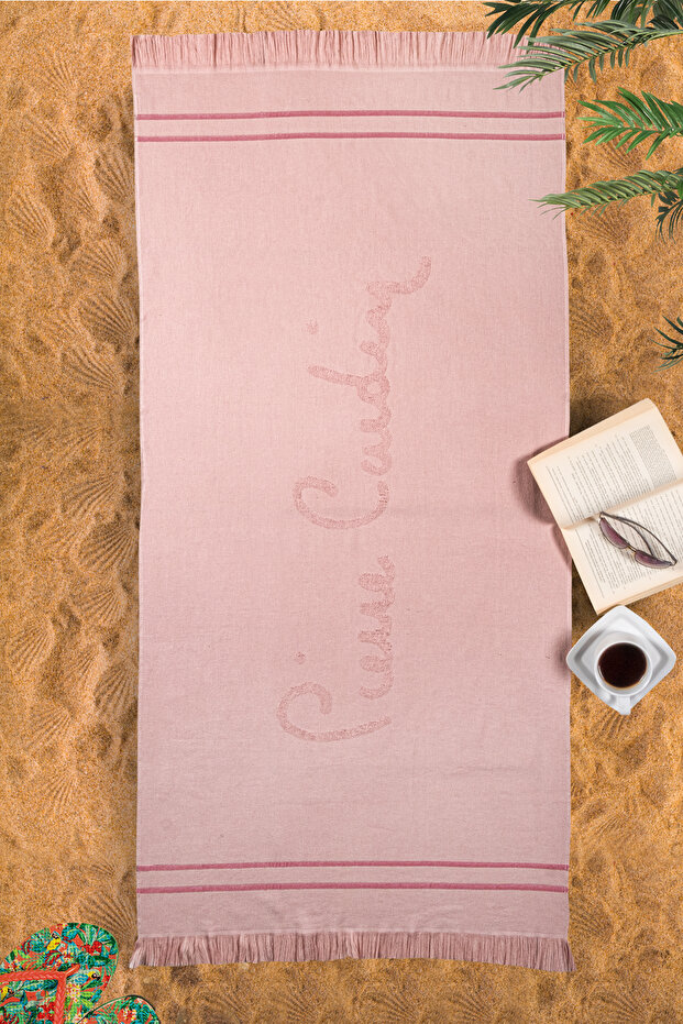 Bamboo Beach Towel - Logo Dried Rose