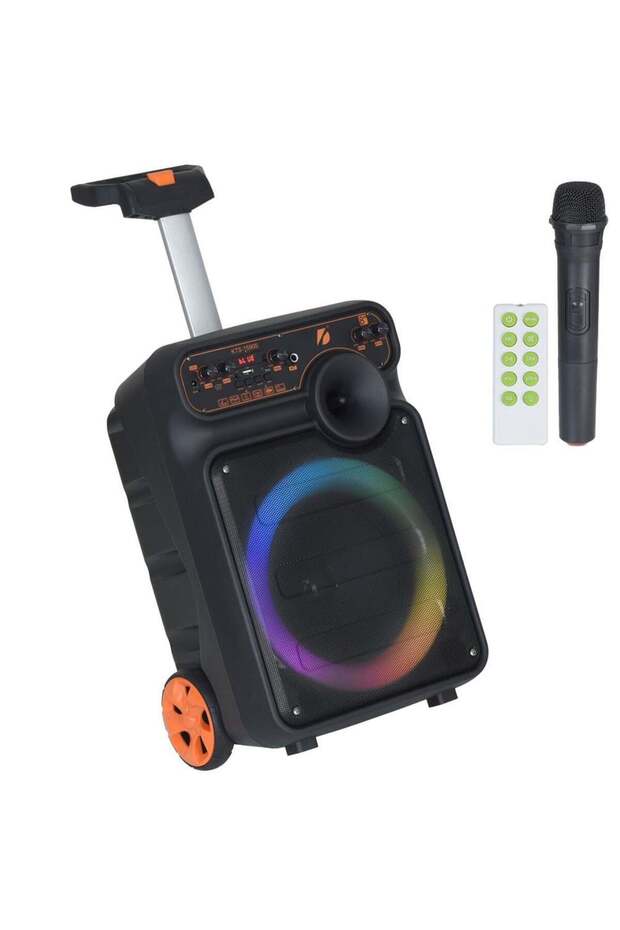 BÜYÜK BOY TEKERLEKLİ ŞARJLI KABLOSUZ MİKROFONLU HOPARLÖR KARAOKE BLUETOOTH SPEAKER - 4