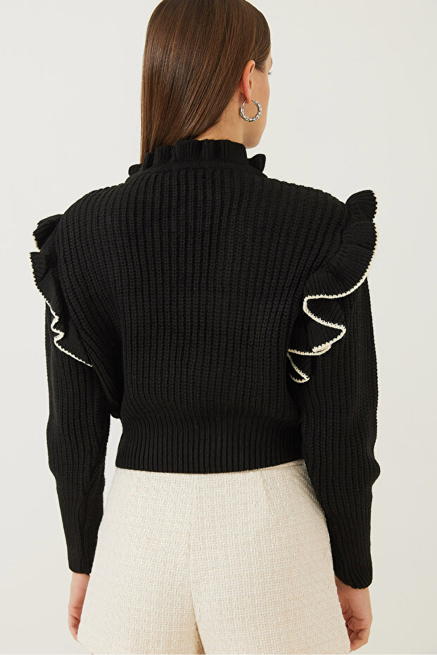 Damenpullover mit Rüschen und Schleifendetail - 4