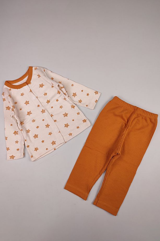 Bebek 5 Ekle 4 Öde Kiz Erkek Pamuklu Yildiz Pijama Takimi Eşofman Alt Üst Hediyelik Çamaşır 15186 - 1