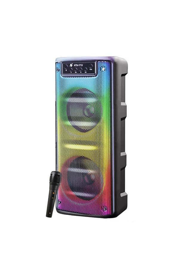Mikrofonlu Bluetooth Hoparlör Toplantı Parti Eğlence Led Işıklı Sd Kart Fm Usb Girişli Speaker - 1