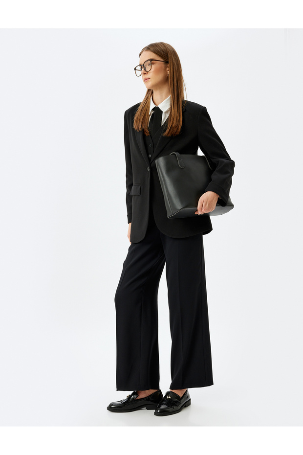 Double Breasted Blazer Jacket with Crepe Scuba Fabric Pockets