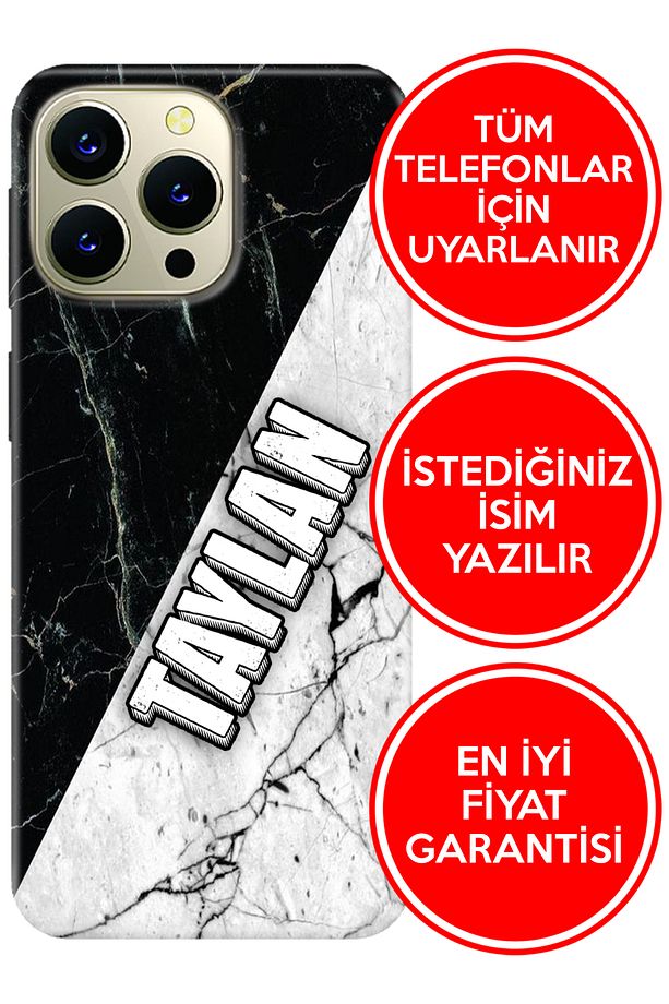 Samsung A35 A55 A52 A72 A53 A73 A33 M33 M22 Kılıf İsimli Yazılı Kişiye Özel Model70 Mermer - 1