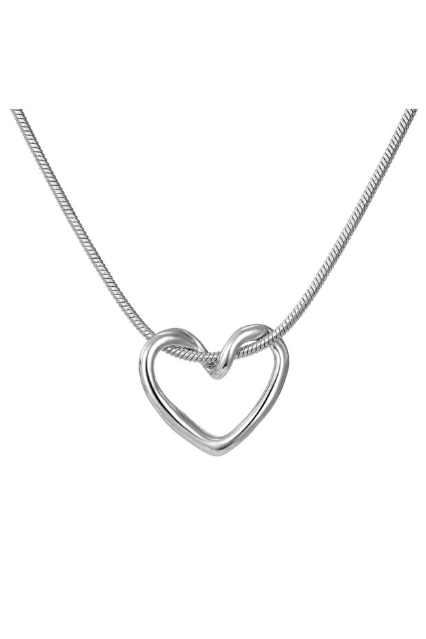 Kadın Gümüş Kalp Düğüm Kolye - 3