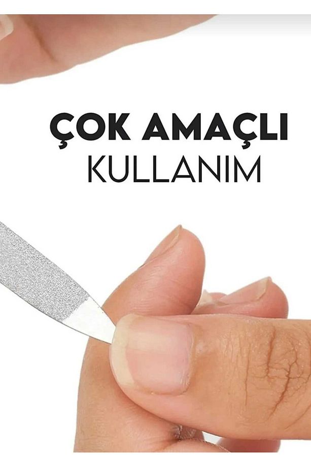 3lü Set 1 Adet Çok Amaçlı Makas + 2'li Kağıt Törpü + Çift Taraflı Tırnak Eti Temizleyicili Törpü - 2