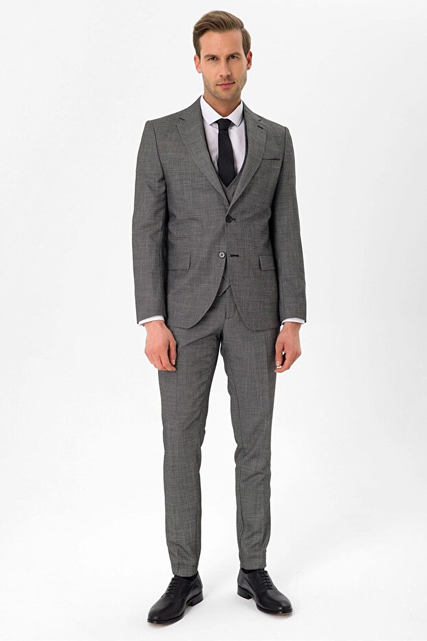Gray Cavalry Slim Fit Vest Suit