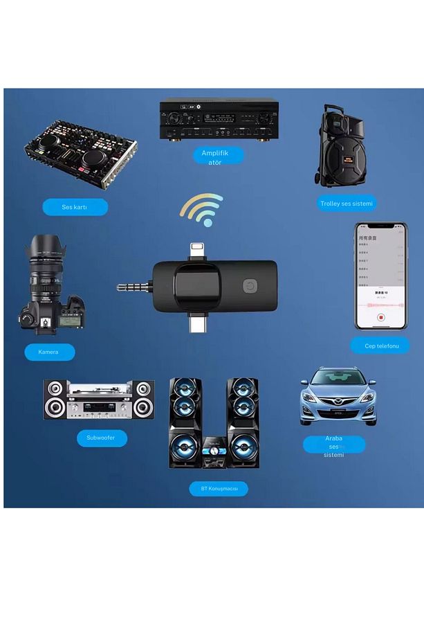 2'li Kablosuz Yaka Mikrofonu Typc /Iphone Girişli Telefon Uyumlu Wirelees Yaka Mikrofonu - 2