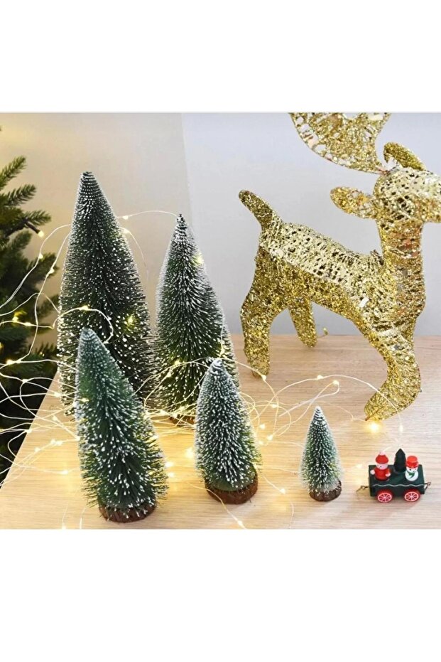 Christmas Snowy Miniature Pine Tree - 15 Cm, 10 Pieces