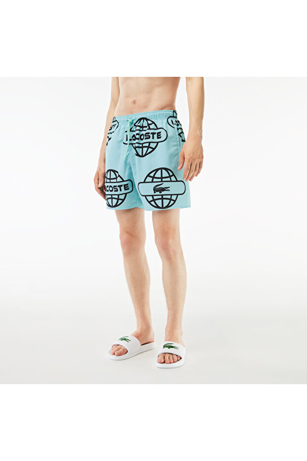 Erkek Baskılı Yeşil Şort - 2