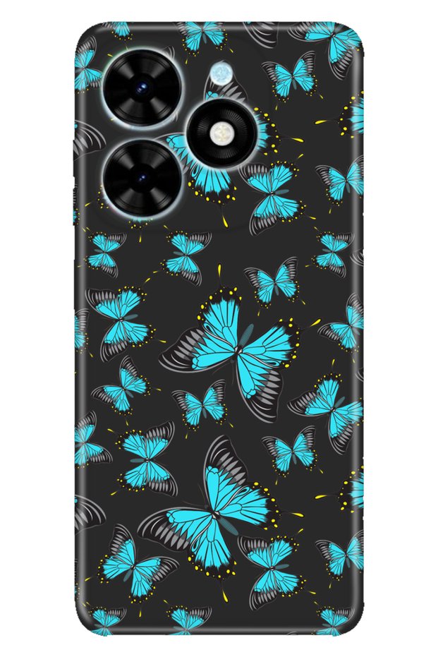 Spark Go 2024 Compatible Case Pictorial Printed Nano Silicone Blue Butterfly