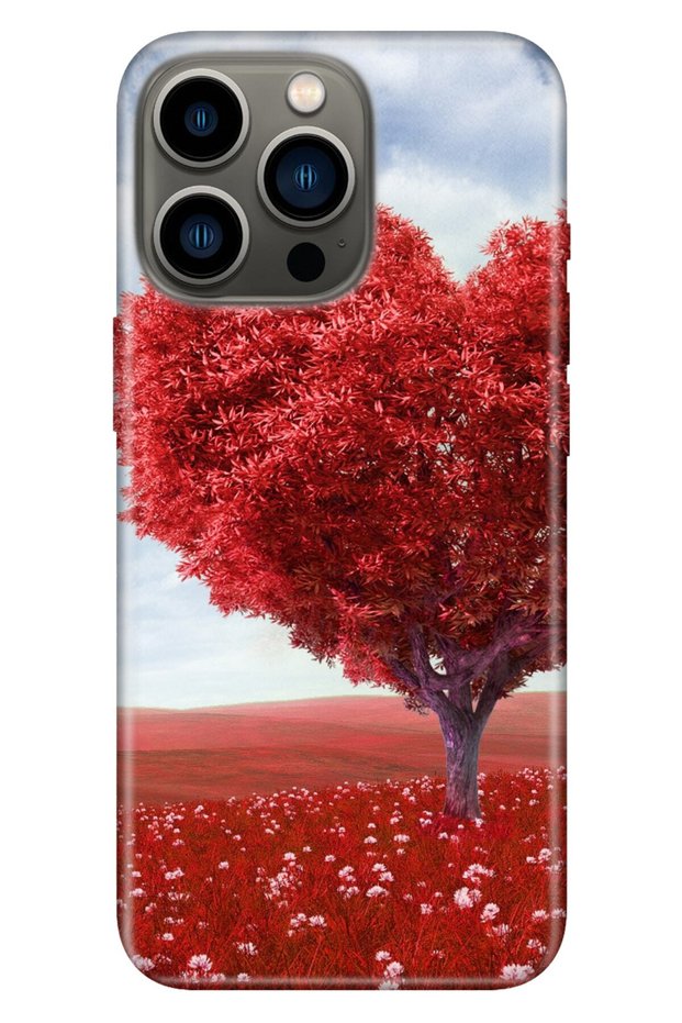 iPhone 14 Pro Max Case Silicone Moderna Illustrated Patterned Heart Shadow
