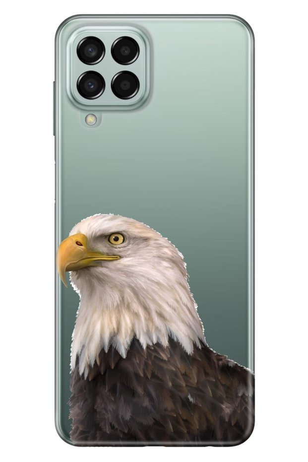 حافظة متوافقة مع هاتف Galaxy M33 مصنوعة من السيليكون المقطوع بالليزر مقاس 0.4 ملم - نسر