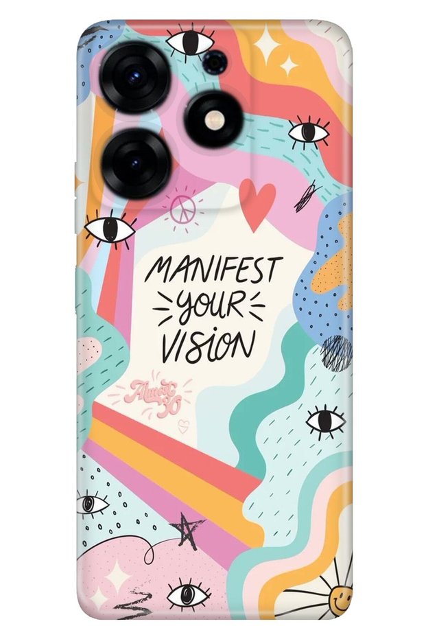 Spark 10 Pro Compatible Case Silicone Patterned Illustrated Uv Cover with Camera Protection Manifest Your Vision