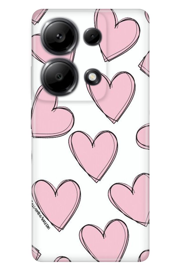 Xiaomi Redmi Note 13 Pro 4g Compatible Case Nano Silicone Patterned Pink Striped Hearts