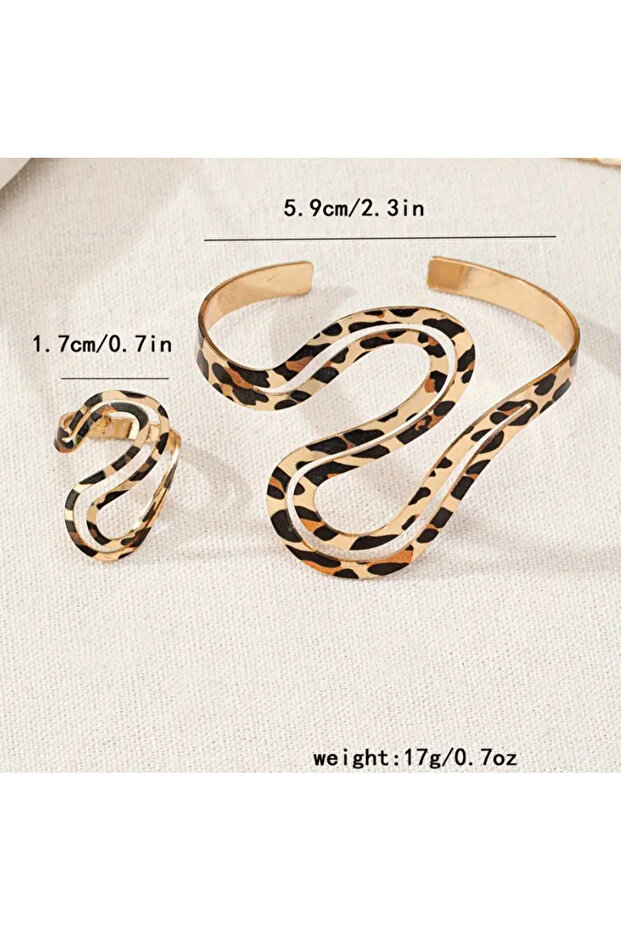 Leopard Ring Bracelet Set - 2