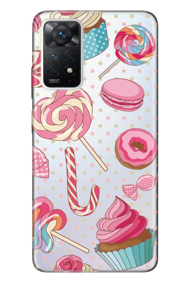 Xiaomi Redmi Note 11 Pro Compatible Case 0.4mm Laser Cut Silicone Cupcake Donut