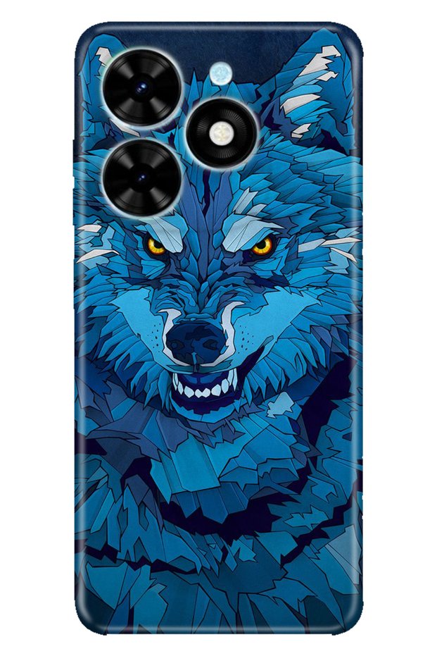 Spark Go 2024 Compatible Case Pictorial Printed Nano Silicone Blue Drawing Wolf