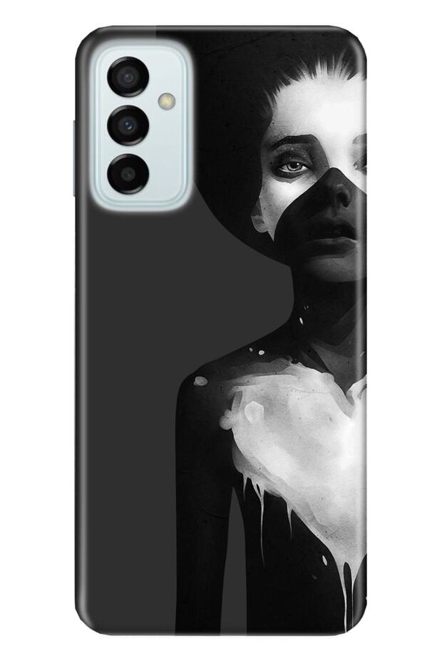 Samsung Galaxy M23 Compatible 0.4mm Laser Cut Silicone Cover Women in Black