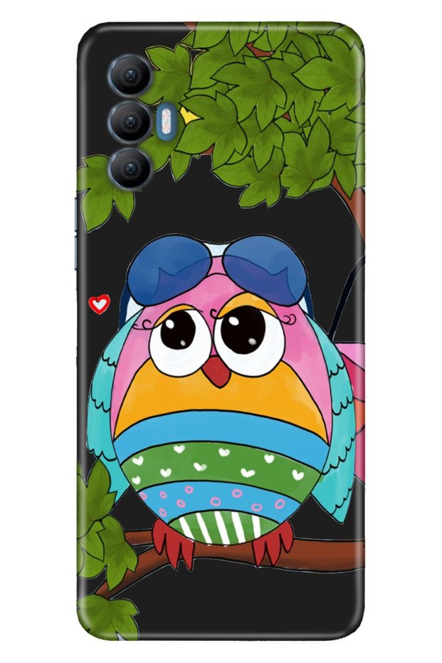 Spark 8 Pro Case Silicone Tioserisi Patterned Illustrated - Cool Owl