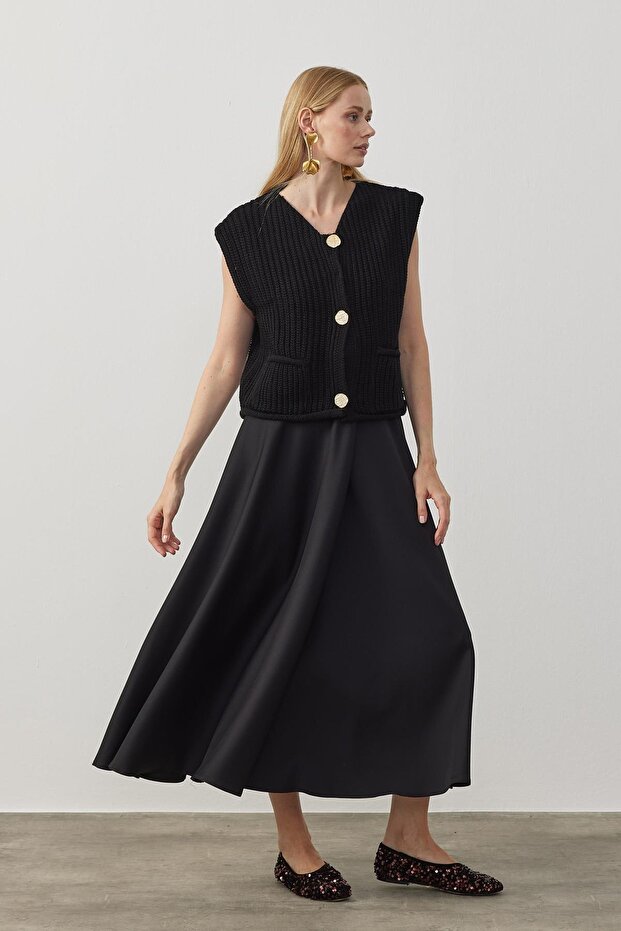 Riley Dore Düğmeli Örme Süveter_ANTRASİT - 6