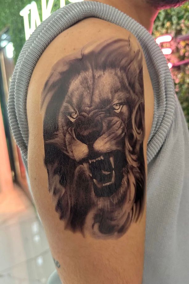 Gerçek Dövme Görünümlü Aslan Modeli 3 Boyutlu Tattoo - 1