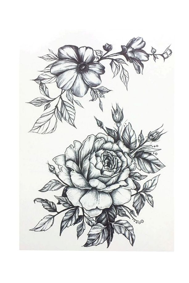 Gerçek Dövme Görünümlü Gül Ve Çiçek Modelli 3 Boyutlu Tattoo - 5