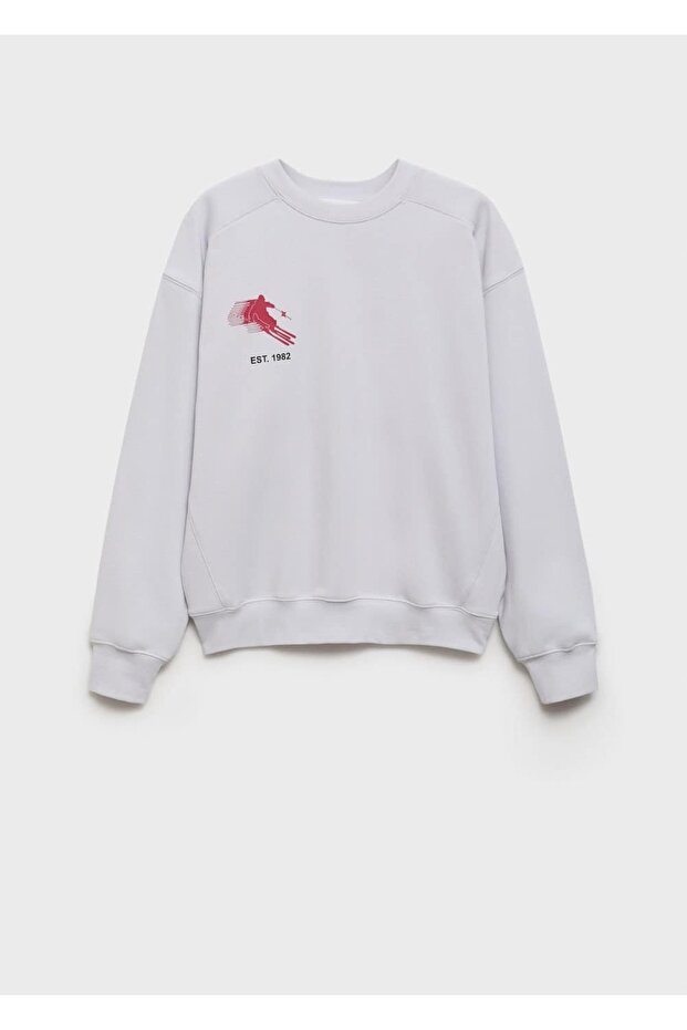 Gemustertes Sweatshirt aus Baumwolle mit Botschaft - 3