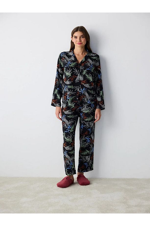 Quinn Siyah Gömlek Pantolon Pijama Takımı - 1
