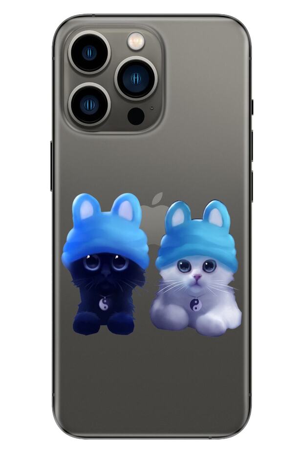 iPhone 14 Pro Max Compatible Case Silicone Moderna Pictorial Patterned Sweet Kitten