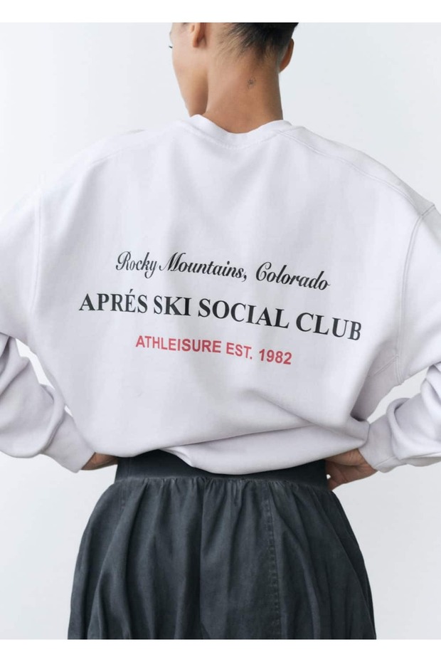 Gemustertes Sweatshirt aus Baumwolle mit Botschaft - 4