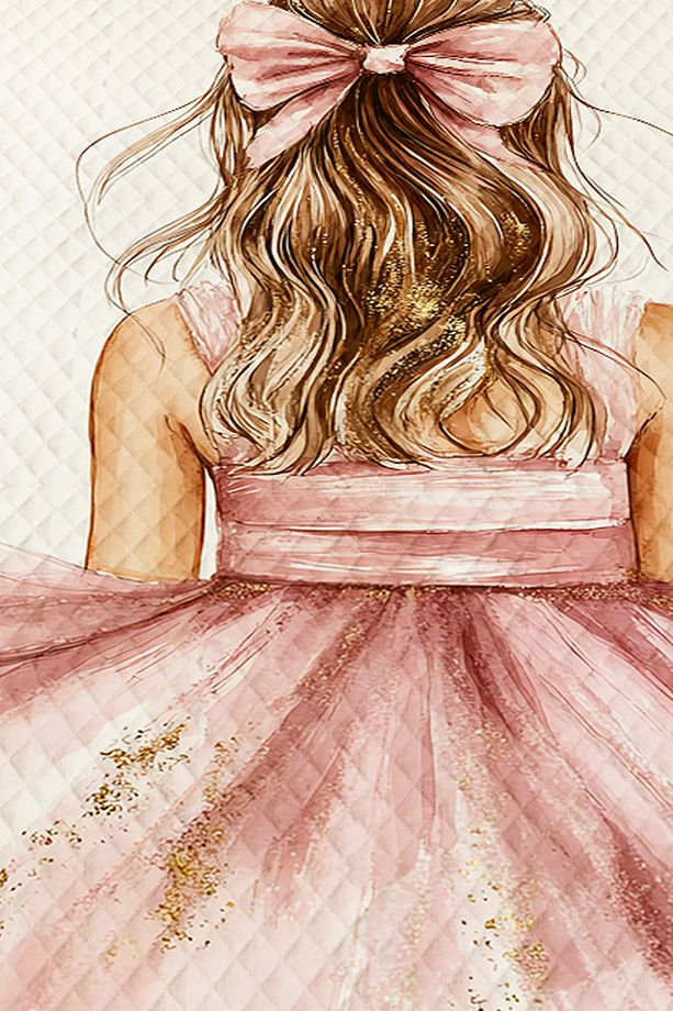 Pembe Fiyonklu Sarı Kız Desenli Çocuk Tek Kişilik Pike Takımı Kapitoneli Yatak Örtüsü - 2