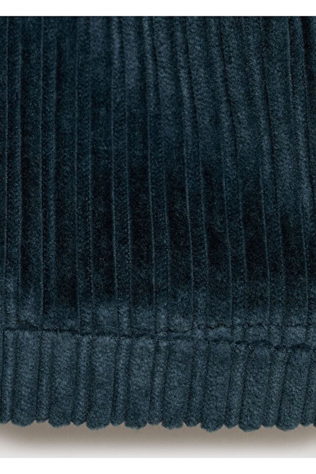 Düğmeli Mikro Fitilli Kadife Şort - 3