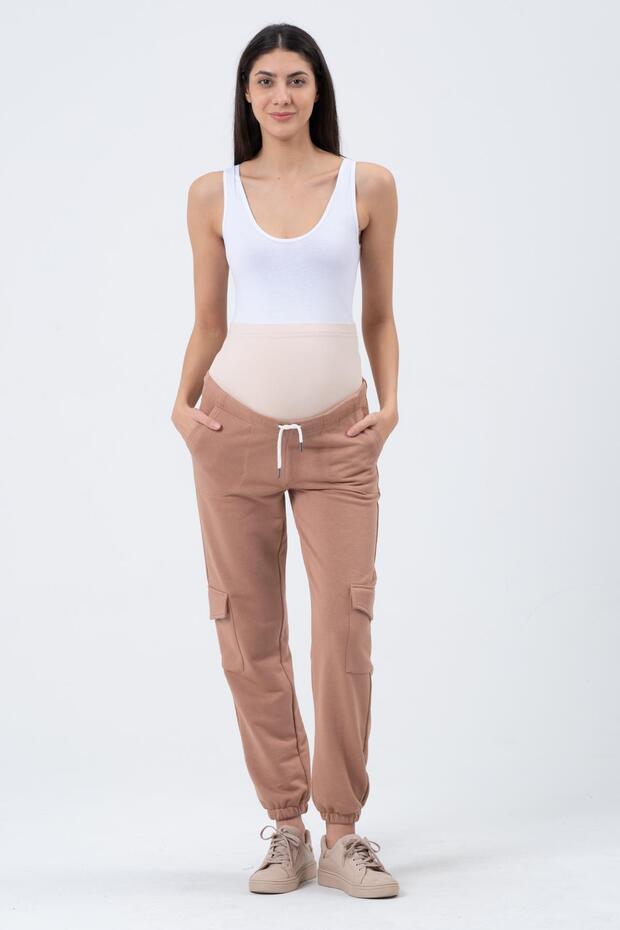 Maternity Three Thread Cargo Sweatpants Brown - 1