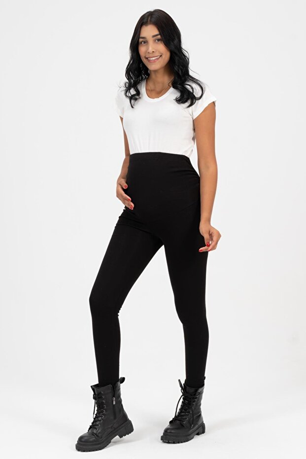 Terhes nőknek való, állítható derékmagasságú termál leggings FEKETE - 4