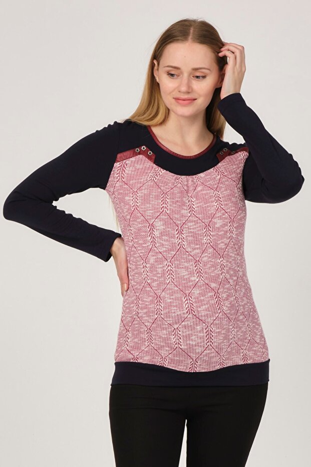Maternity Patterned Blouse Fuchia - 1