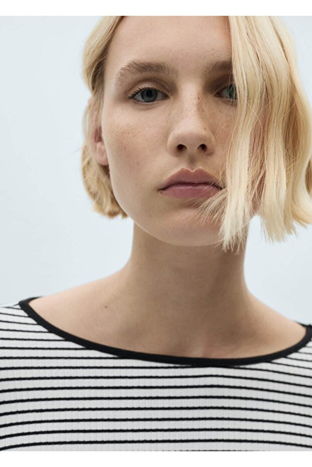 Çizgili fitilli tişört - 6