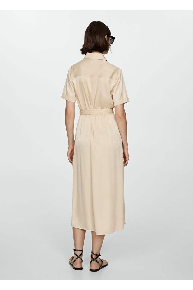 Saten gömlek elbise - 4