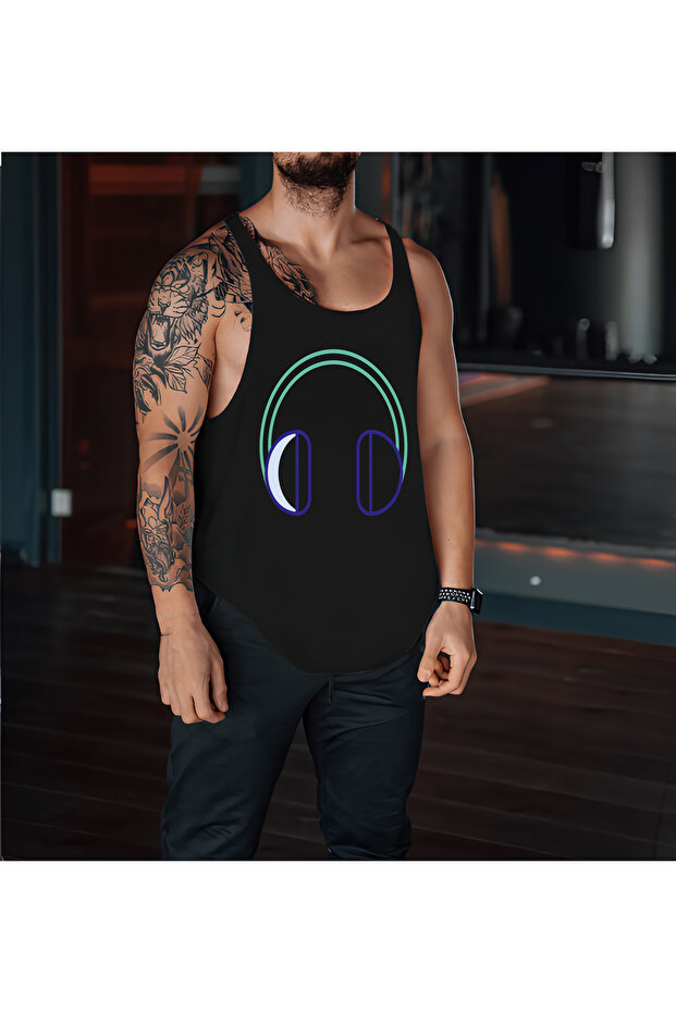 Neon Headphones Gym Tank Top Black Athlete Tank Top