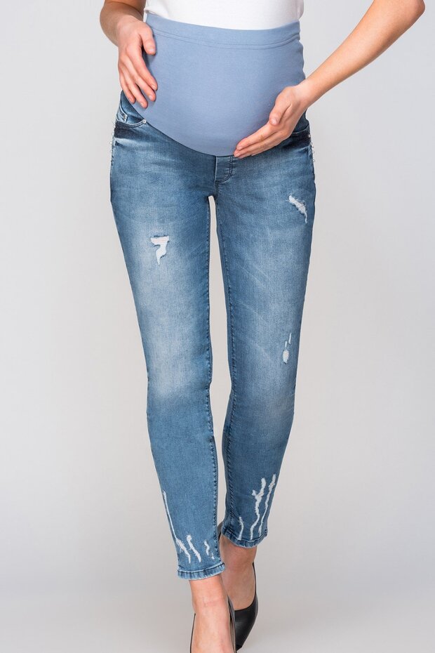 Maternity Skinny (POCKET PEARL DETAIL) Blue