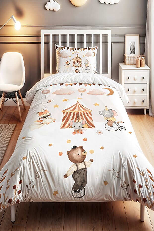 Tented Circus Friends Patterned Single Baby Kids Bedding Set